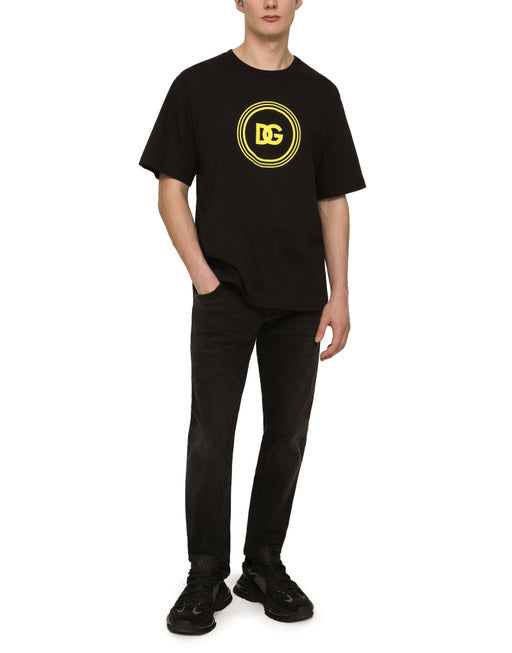 COTTON T-SHIRT WITH DG LOGO PRINT