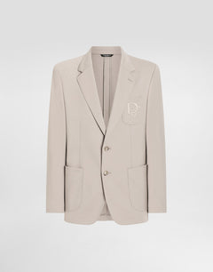 SINGLE-BREASTED STRETCH JERSEY JACKET WITH LOGO EMBROIDERY