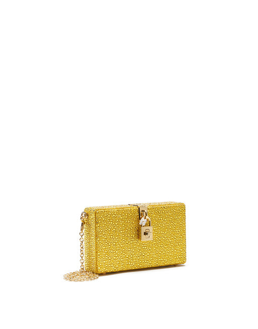 DOLCE BOX CLUTCH WITH HEAT-APPLIED RHINESTONES