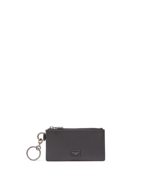 DAUPHINE CALFSKIN CARD HOLDER WITH RING BRANDED PLATE
