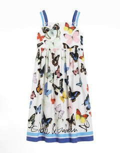 POPLIN DRESS WITH BUTTERFLY PRINT