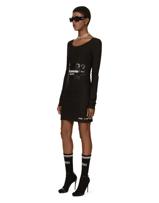 LONG-SLEEVED SPANDEX JERSEY MIDI DRESS DGVIB3