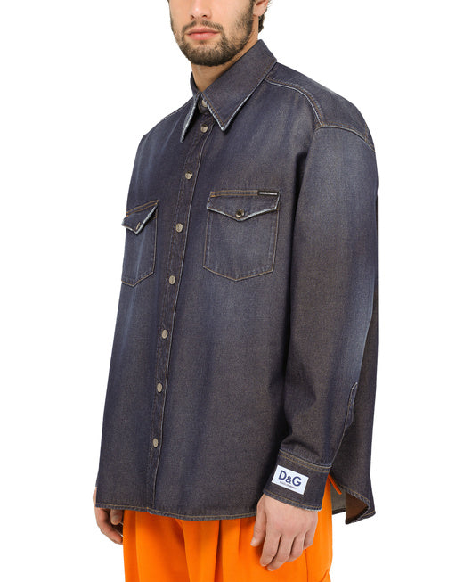 BLUE DENIM SHIRT WITH D&G PATCH
