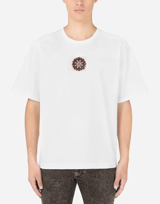 TECHNICAL JERSEY T-SHIRT WITH CRYSTALS AND DG LOGO