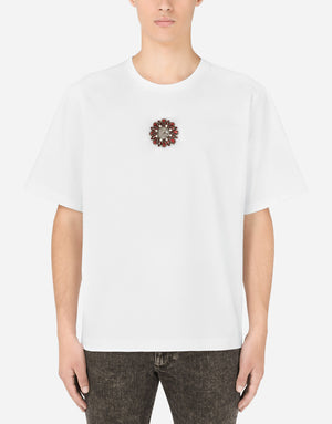TECHNICAL JERSEY T-SHIRT WITH CRYSTALS AND DG LOGO