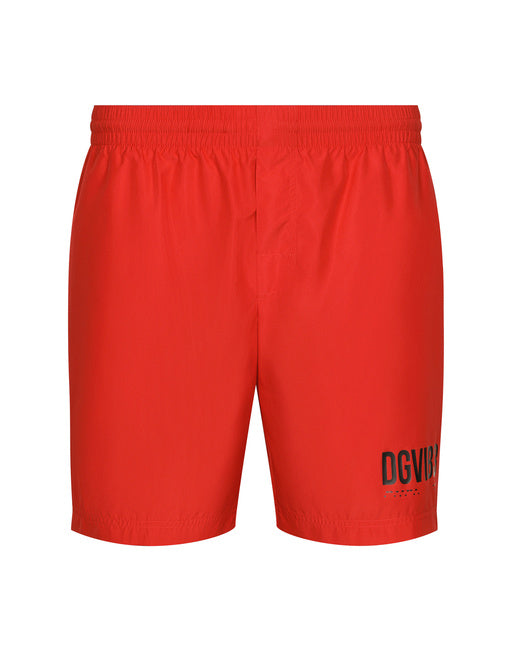 MID-LENGTH SWIM TRUNKS WITH DGVIB3 PRINT AND LOGO