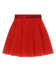 TULLE MIDI SKIRT WITH BRANDED ELASTIC