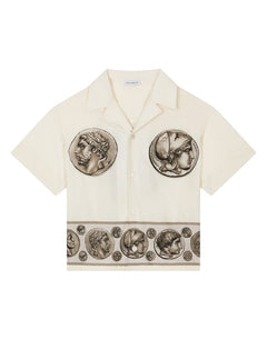 SHORT-SLEEVED POPLIN SHIRT WITH COIN PRINT