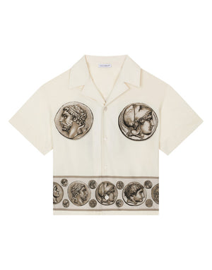 SHORT-SLEEVED POPLIN SHIRT WITH COIN PRINT