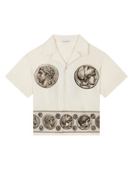 SHORT-SLEEVED POPLIN SHIRT WITH COIN PRINT