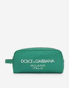 NYLON TOILETRY BAG WITH RUBBERIZED LOGO