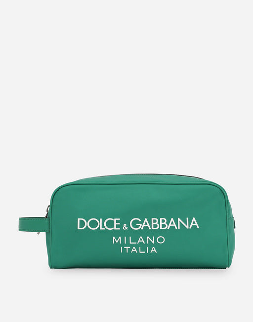NYLON TOILETRY BAG WITH RUBBERIZED LOGO