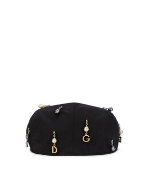 COTTON FLAT CAP WITH PEARLS AND DG PENDANTS