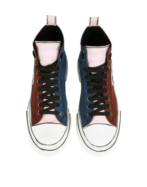 HAND-PAINTED TWO-TONE CANVAS PORTOFINO LIGHT MID-TOP SNEAKERS
