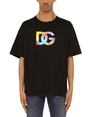 COTTON T-SHIRT WITH DG LOGO PRINT