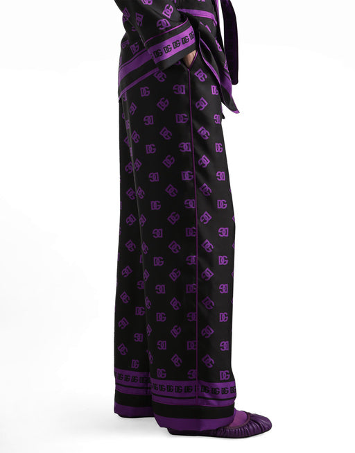 DG LOGO ALL-OVER PRINT SILK VANITY PANTS