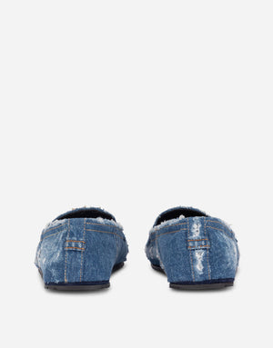 PATCHWORK DENIM LOAFERS WITH LOGO TAG