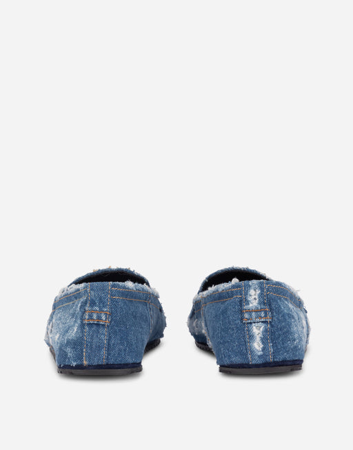PATCHWORK DENIM LOAFERS WITH LOGO TAG