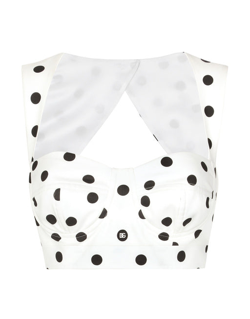 COTTON CORSET TOP WITH POLKA-DOT PRINT