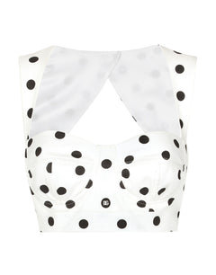COTTON CORSET TOP WITH POLKA-DOT PRINT