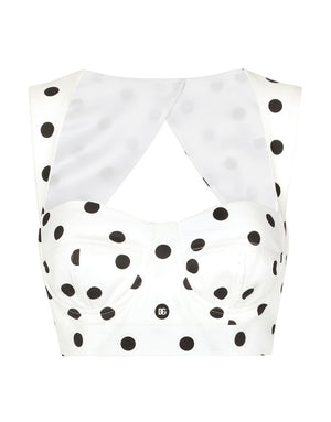 COTTON CORSET TOP WITH POLKA-DOT PRINT