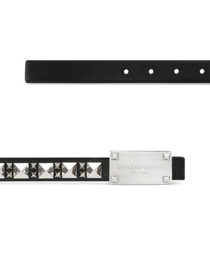 CALFSKIN BELT WITH STUDS