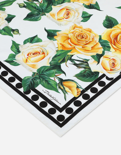 TWILL SCARF WITH YELLOW ROSE PRINT (90 X 90)