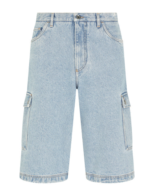 LIGHT BLUE DENIM CARGO SHORTS