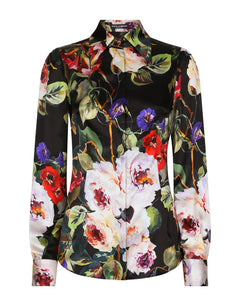 SATIN SHIRT WITH ROSE GARDEN PRINT