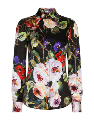 SATIN SHIRT WITH ROSE GARDEN PRINT