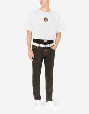 TECHNICAL JERSEY T-SHIRT WITH CRYSTALS AND DG LOGO