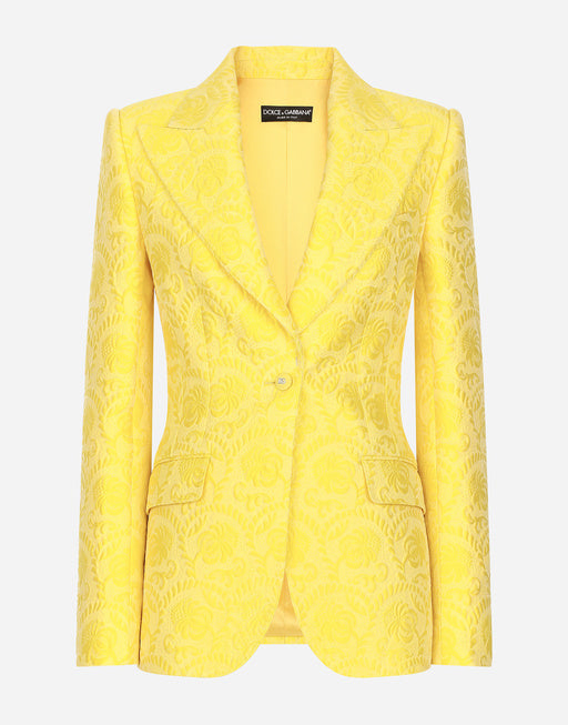 SINGLE-BREASTED FLORAL BROCADE TURLINGTON JACKET