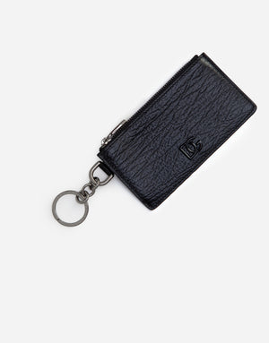 CALFSKIN CARD HOLDER WITH RING AND CROSSOVER DG LOGO