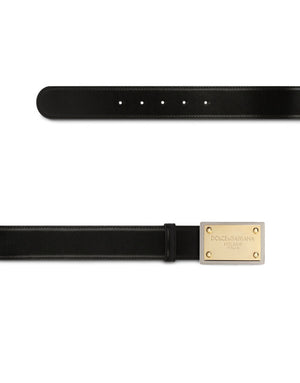 CALFSKIN BELT WITH BRANDED TAG