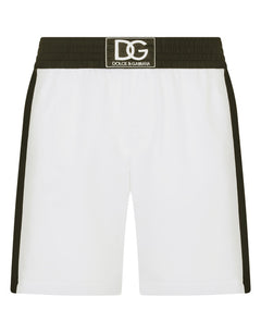 TWO-TONE MID-LENGTH SWIM TRUNKS WITH DG PATCH