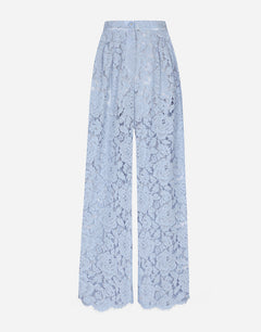 FLARED FLORAL CORDONETTO LACE PANTS WITH DG LOGO