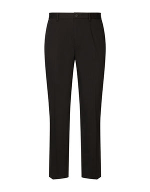 STRETCH COTTON PANTS WITH LOGO PLAQUE