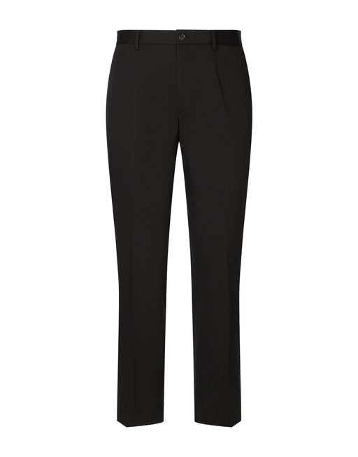 STRETCH COTTON PANTS WITH LOGO PLAQUE