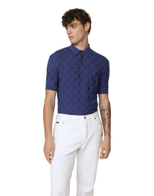 3D CHECK SILK JACQUARD POLO-SHIRT