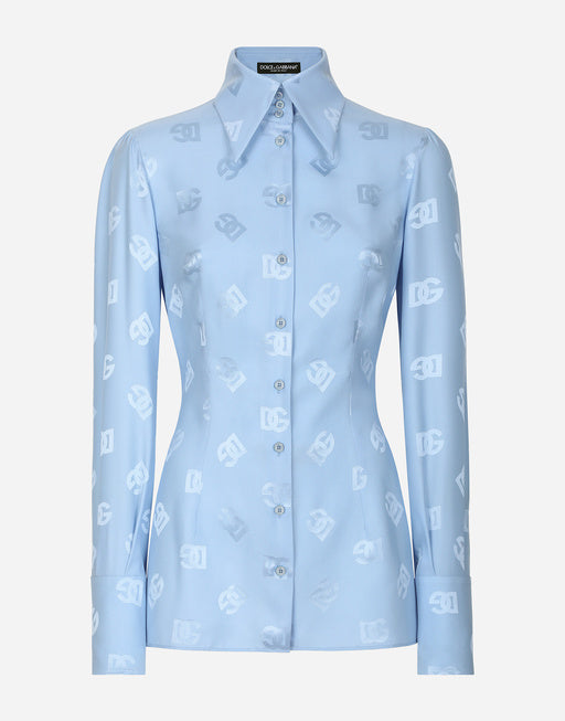 SILK JACQUARD SHIRT WITH ALL-OVER DG LOGO