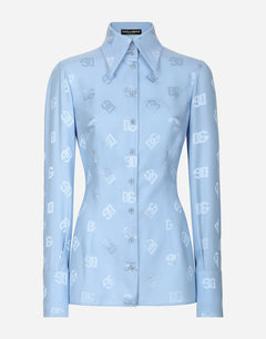SILK JACQUARD SHIRT WITH ALL-OVER DG LOGO