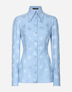 SILK JACQUARD SHIRT WITH ALL-OVER DG LOGO