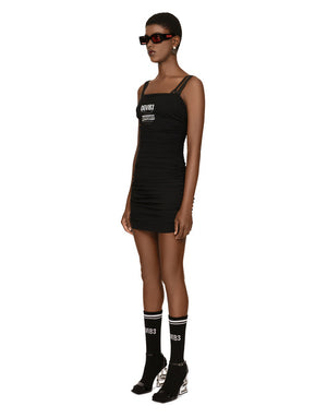 DRAPED SPANDEX JERSEY MINI DRESS DGVIB3