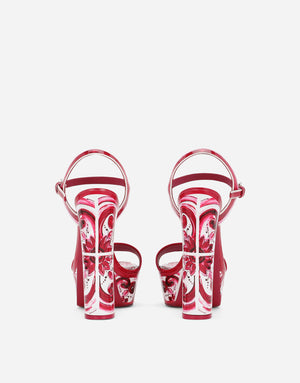 PRINTED POLISHED CALFSKIN PLATFORM SANDALS