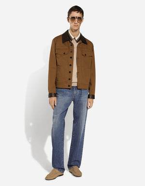 JACKET WITH LEATHER TRIMS