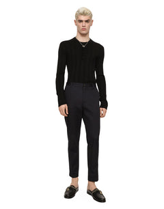 SILK AND COTTON GRANDDAD-NECK SWEATER WITH DG PATCH