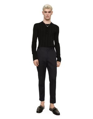 SILK AND COTTON GRANDDAD-NECK SWEATER WITH DG PATCH