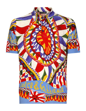 3D SILK JACQUARD POLO-SHIRT WITH CARRETTO PRINT