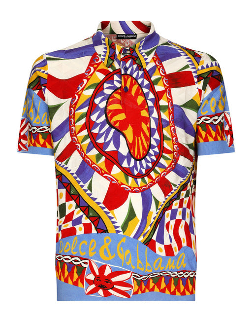 3D SILK JACQUARD POLO-SHIRT WITH CARRETTO PRINT