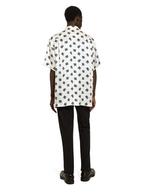 SILK HAWAIIAN SHIRT WITH DG MONOGRAM PRINT